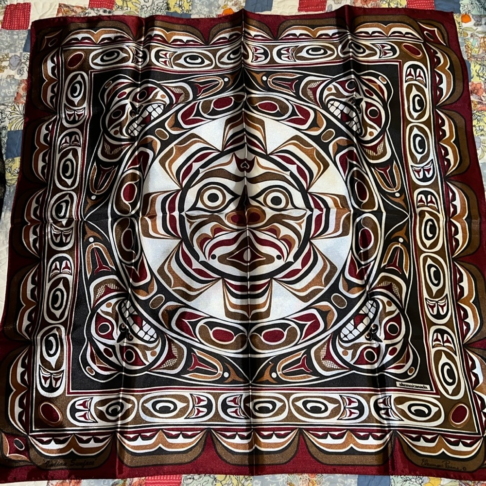 Eleanor Paine Indian Sunface Native American Skemo square scarf 27”